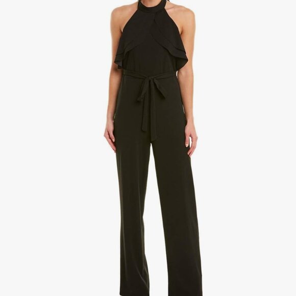 NWT Bebe Ruffle Halter Neck Jumpsuit sz 4 - Picture 1 of 8